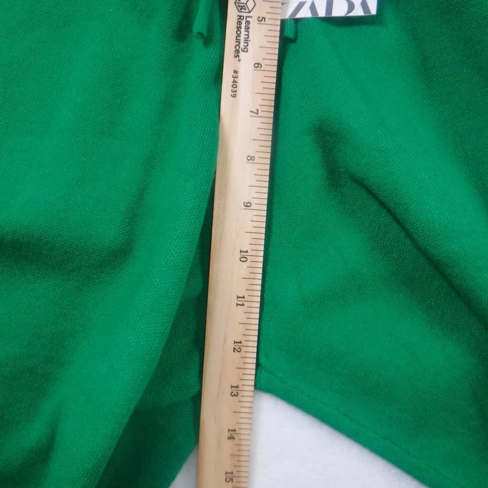 Zara Green Knit Shorts Drawstring Elastic Waist Wide Leg Juniors Size 13-14  NEW